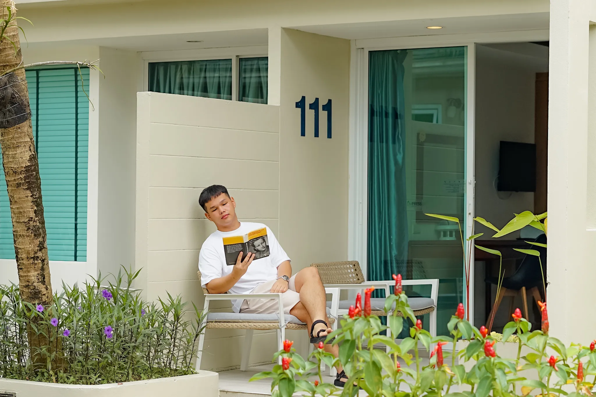 a man reading a book